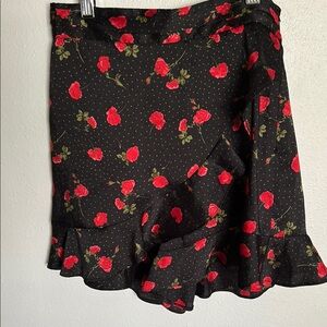 Zara Black and Red Asymmetrical Wrap Mini Skort